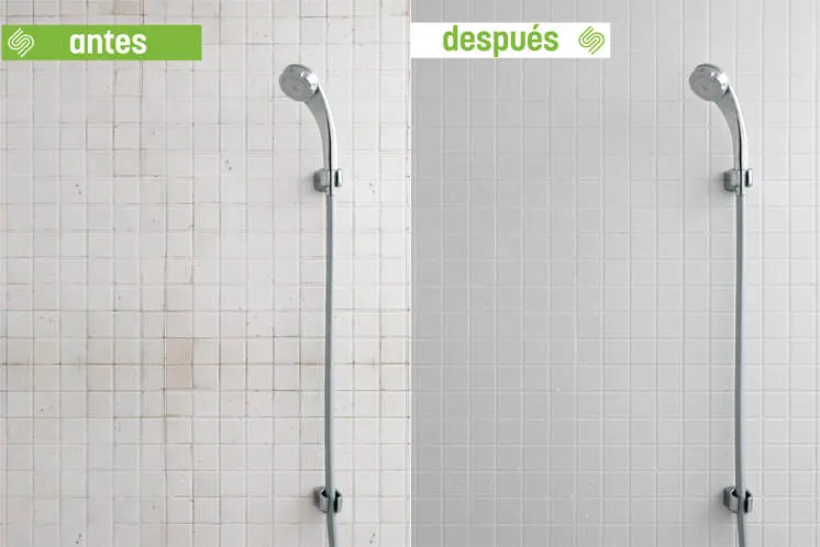 Before and after painting shower tiles