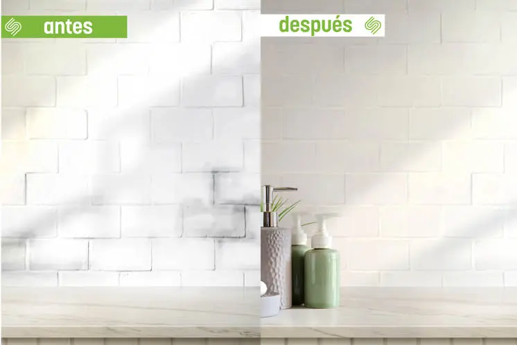 Before and after renovated kitchen wall with tile paint in Kitchens