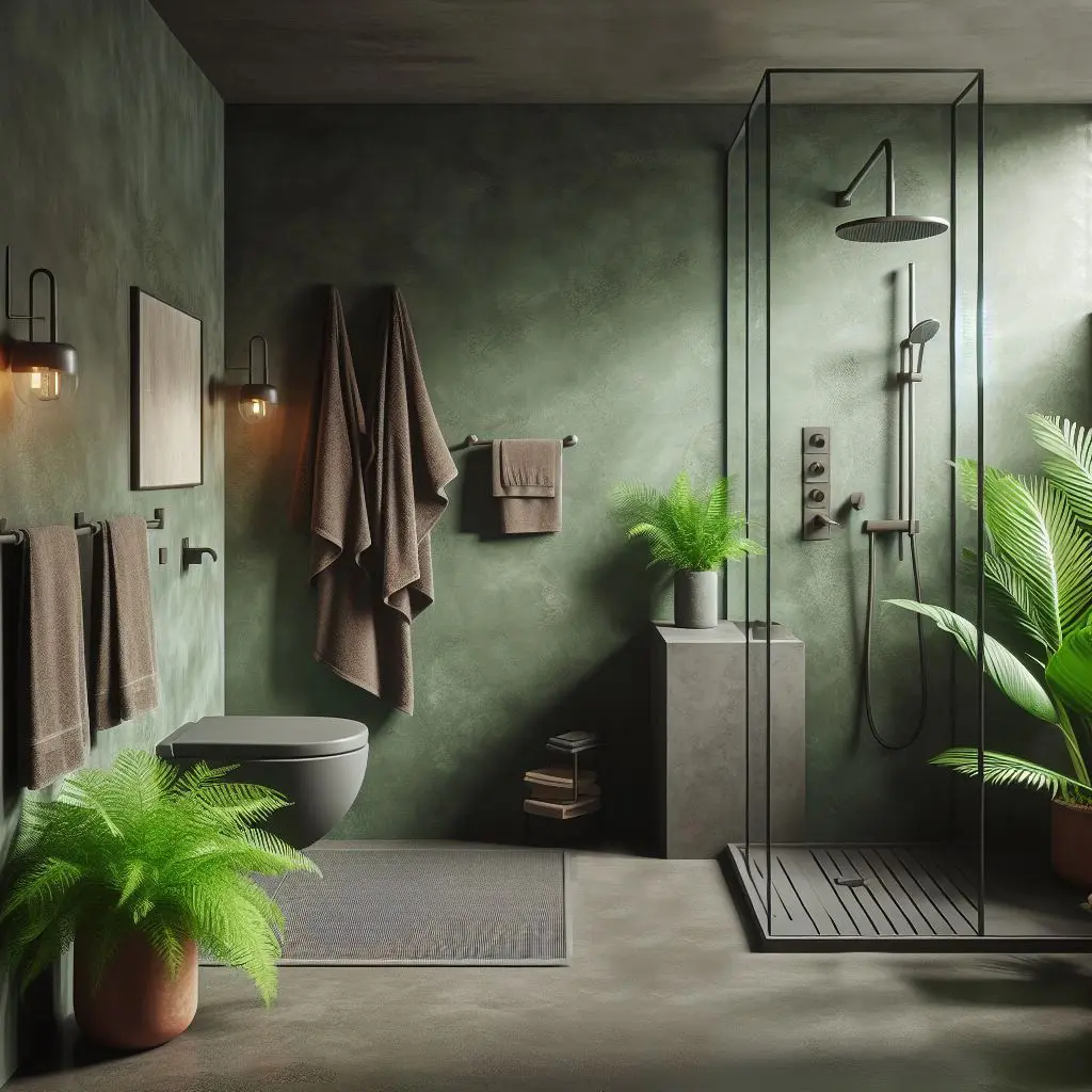 Douches modernes avec béton ciré