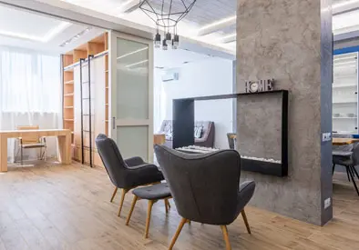 Recibidor de microcemento decorado con estilo nórdico