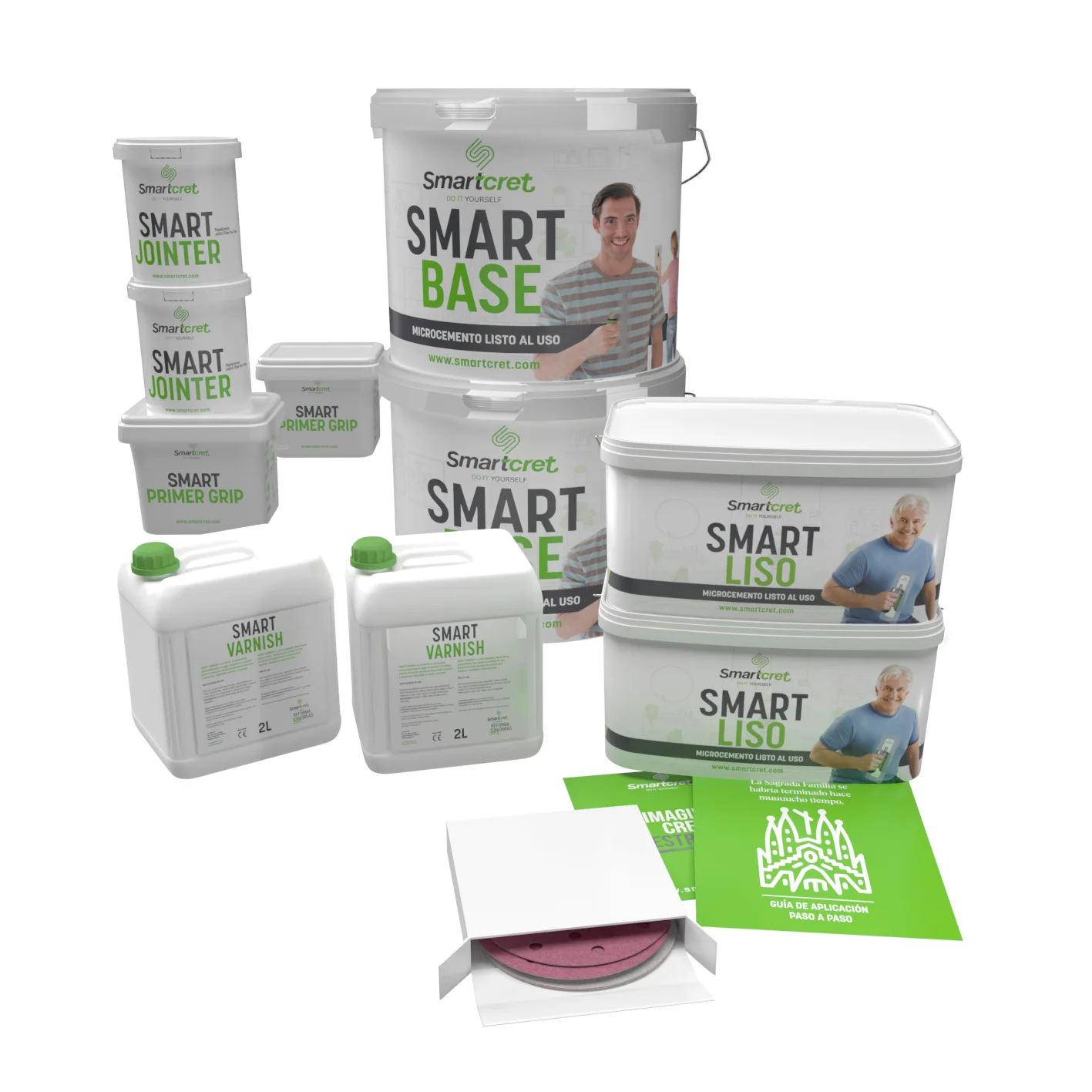 Béton ciré prêt à l'emploi coloré KIT Smartcret 16m2 surfaces carrelées. Do It Yourself