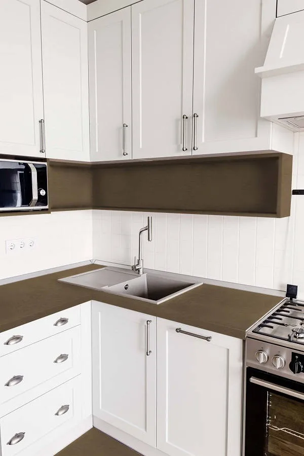 Microcement in small kitchen