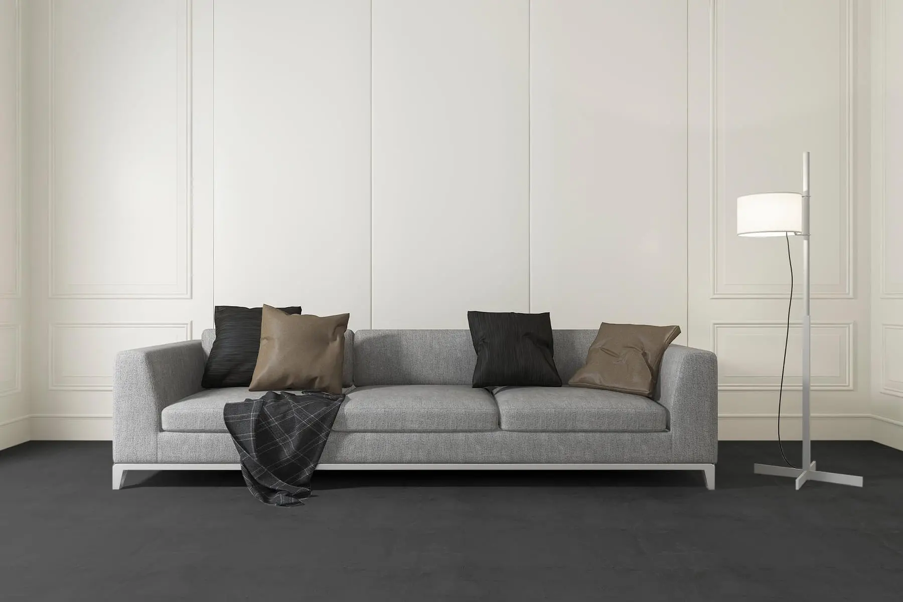 Living room with ready-to-use microcement floor