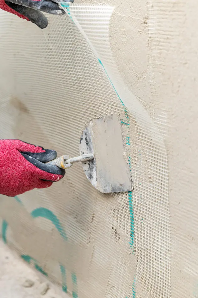 Application of microcement mesh