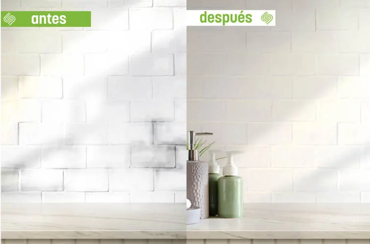Avant et après la rénovation du mur de la cuisine avec de la peinture pour carrelage dans Cuisines